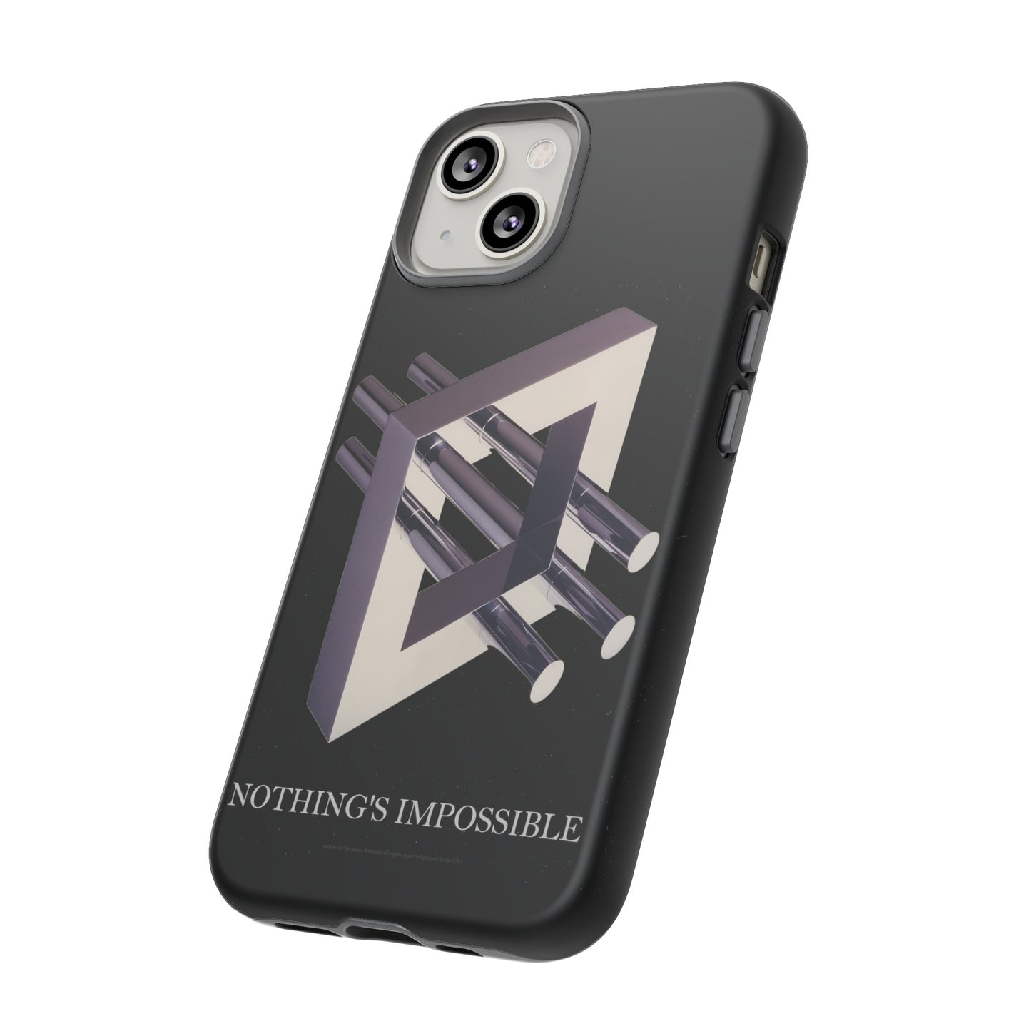 Phone Case with art inspired by MC Escher- "Nothings Impossible" Gift for computer, tech and lovers of optical illusions, surreal and abstract art