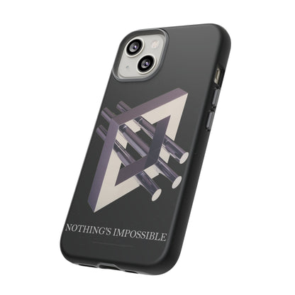 Phone Case with art inspired by MC Escher- "Nothings Impossible" Gift for computer, tech and lovers of optical illusions, surreal and abstract art