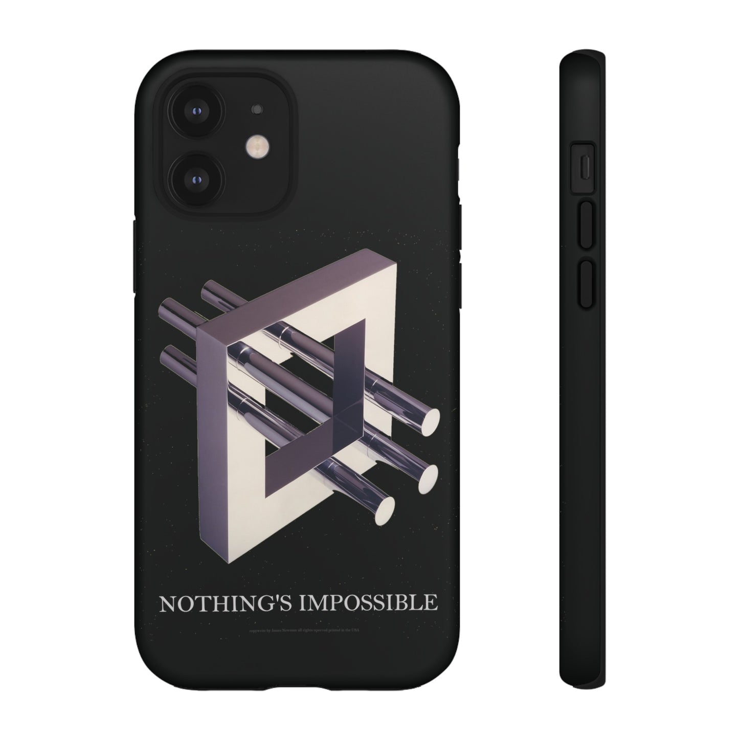 Phone Case with art inspired by MC Escher- "Nothings Impossible" Gift for computer, tech and lovers of optical illusions, surreal and abstract art