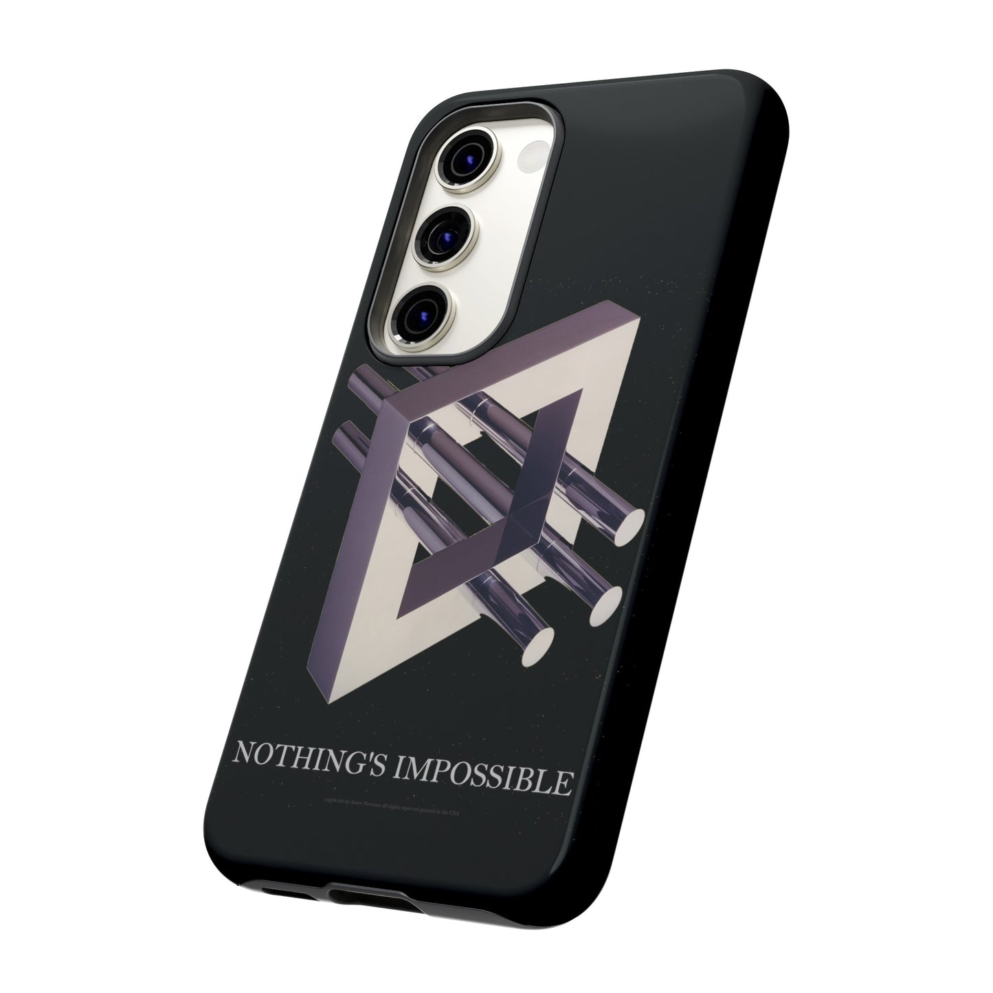 Phone Case with art inspired by MC Escher- "Nothings Impossible" Gift for computer, tech and lovers of optical illusions, surreal and abstract art