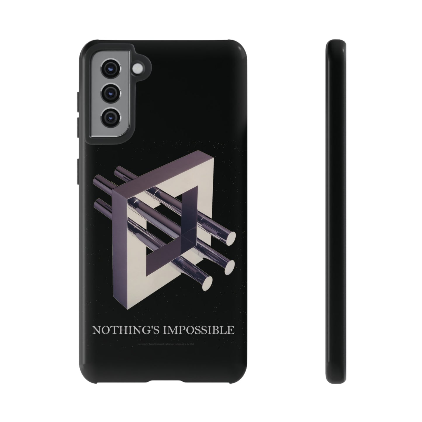 Phone Case with art inspired by MC Escher- "Nothings Impossible" Gift for computer, tech and lovers of optical illusions, surreal and abstract art