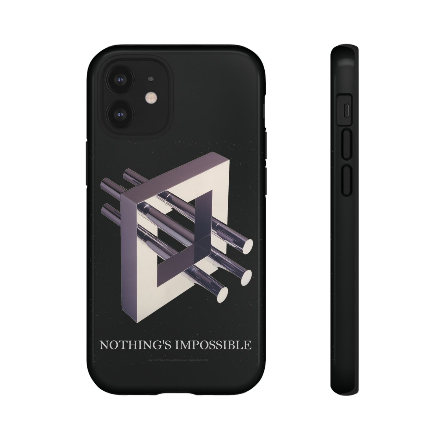 Phone Case with art inspired by MC Escher- "Nothings Impossible" Gift for computer, tech and lovers of optical illusions, surreal and abstract art