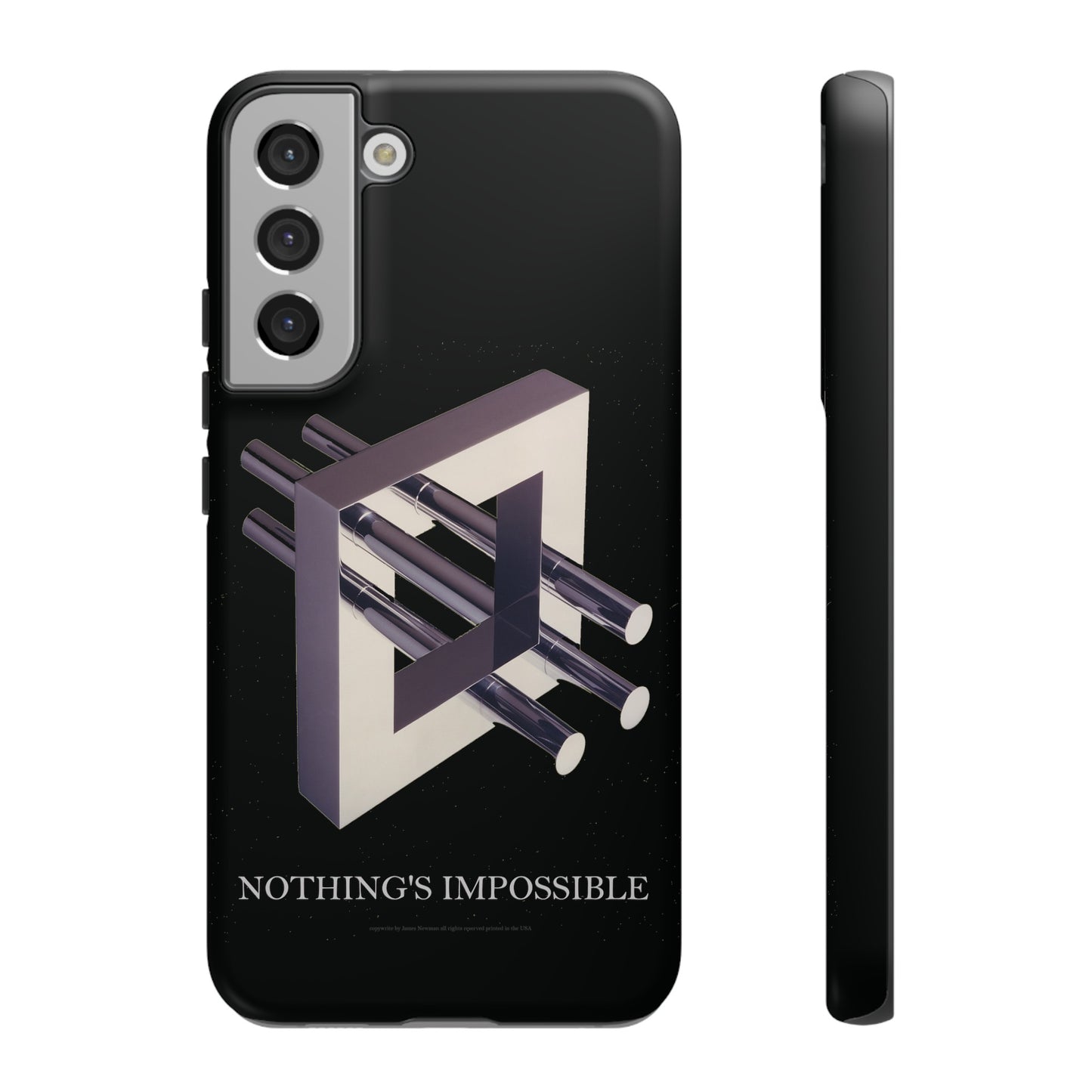 Phone Case with art inspired by MC Escher- "Nothings Impossible" Gift for computer, tech and lovers of optical illusions, surreal and abstract art