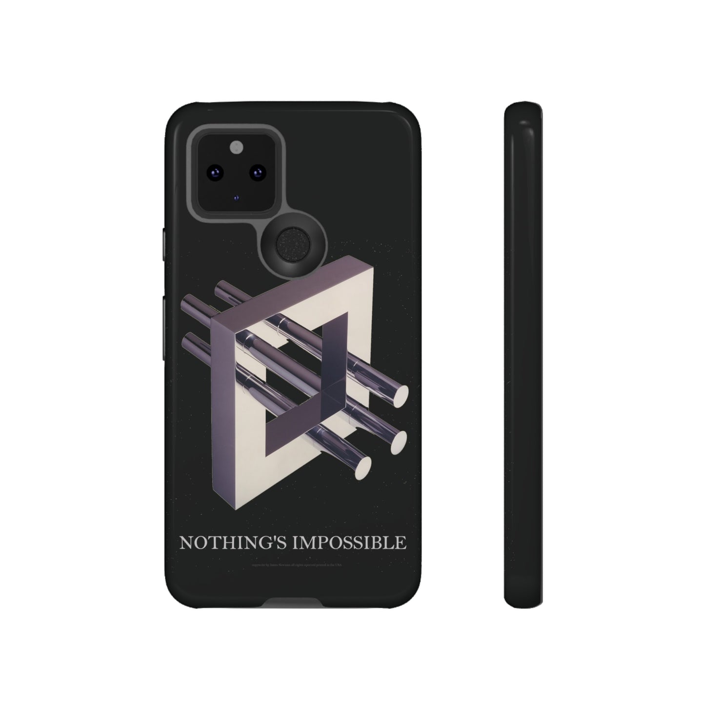 Phone Case with art inspired by MC Escher- "Nothings Impossible" Gift for computer, tech and lovers of optical illusions, surreal and abstract art