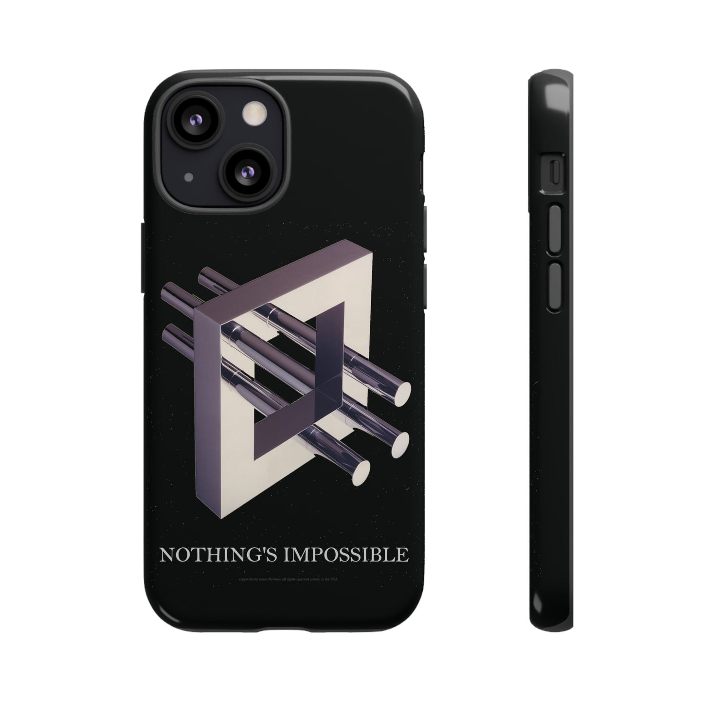 Phone Case with art inspired by MC Escher- "Nothings Impossible" Gift for computer, tech and lovers of optical illusions, surreal and abstract art