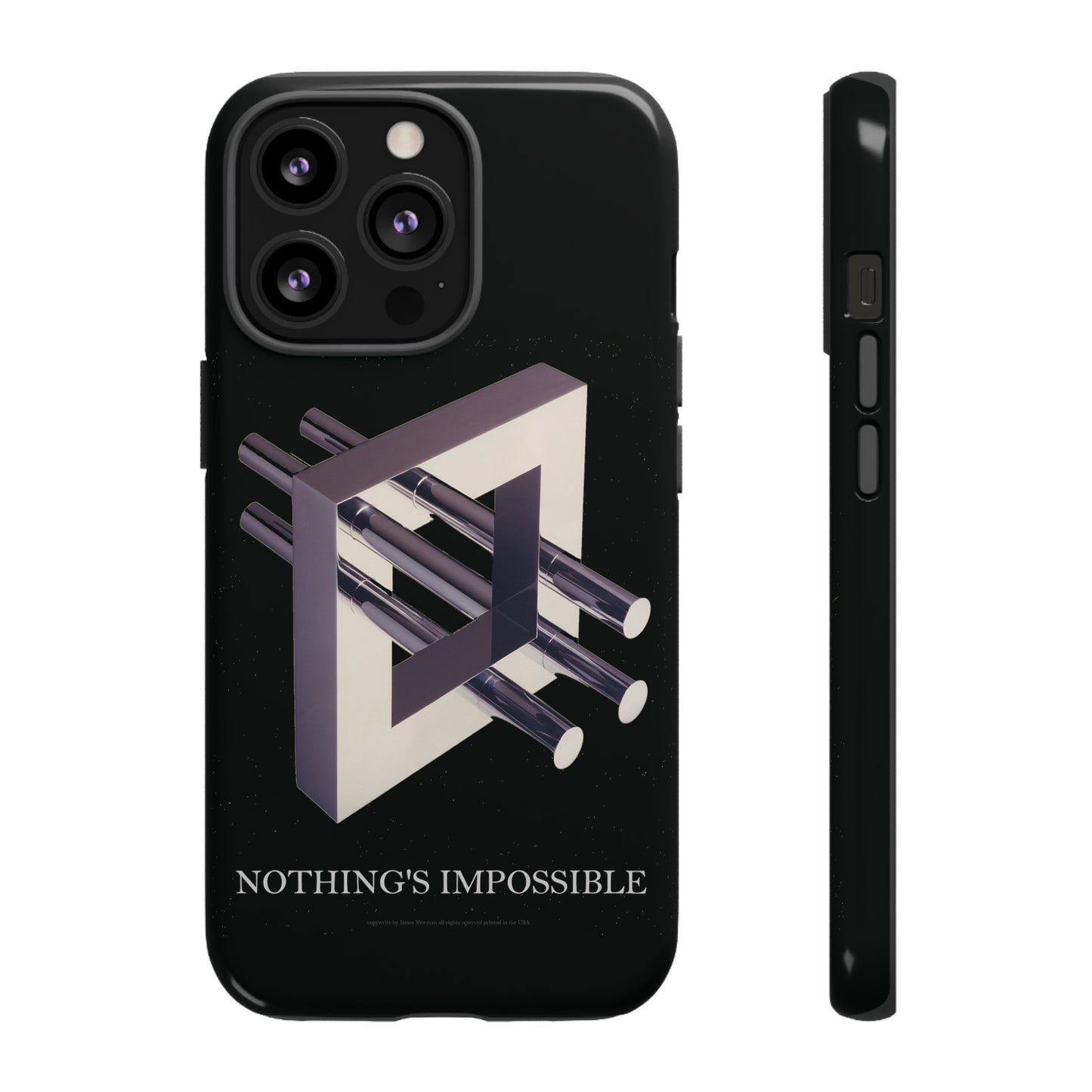 Phone Case with art inspired by MC Escher- "Nothings Impossible" Gift for computer, tech and lovers of optical illusions, surreal and abstract art
