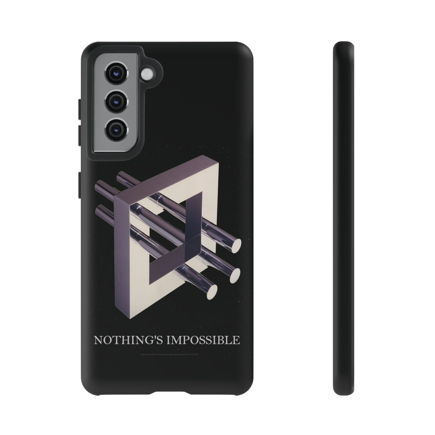 Phone Case with art inspired by MC Escher- "Nothings Impossible" Gift for computer, tech and lovers of optical illusions, surreal and abstract art