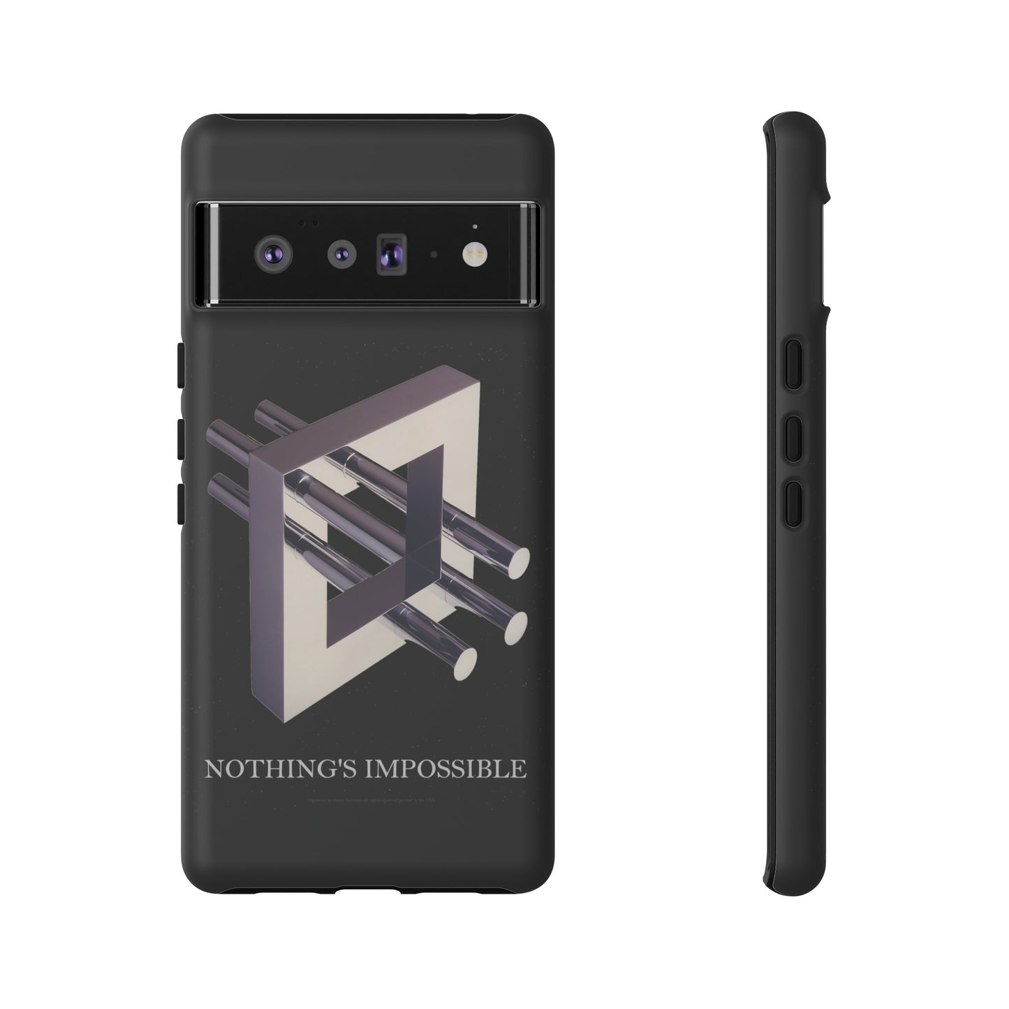 Phone Case with art inspired by MC Escher- "Nothings Impossible" Gift for computer, tech and lovers of optical illusions, surreal and abstract art