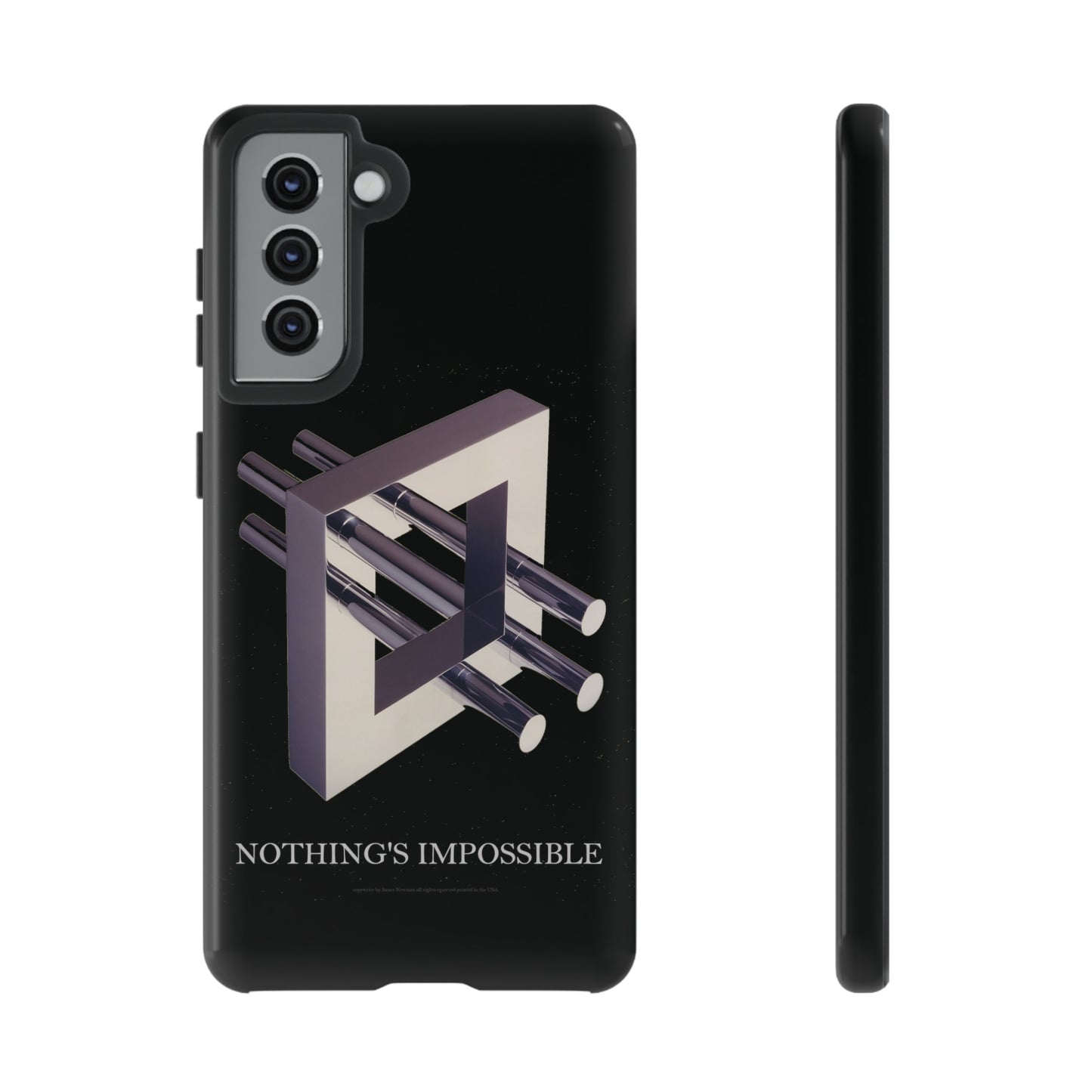 Phone Case with art inspired by MC Escher- "Nothings Impossible" Gift for computer, tech and lovers of optical illusions, surreal and abstract art