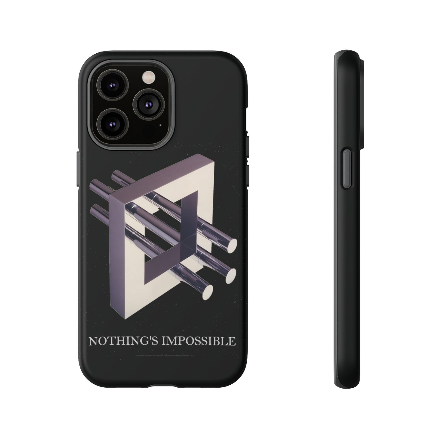 Phone Case with art inspired by MC Escher- "Nothings Impossible" Gift for computer, tech and lovers of optical illusions, surreal and abstract art