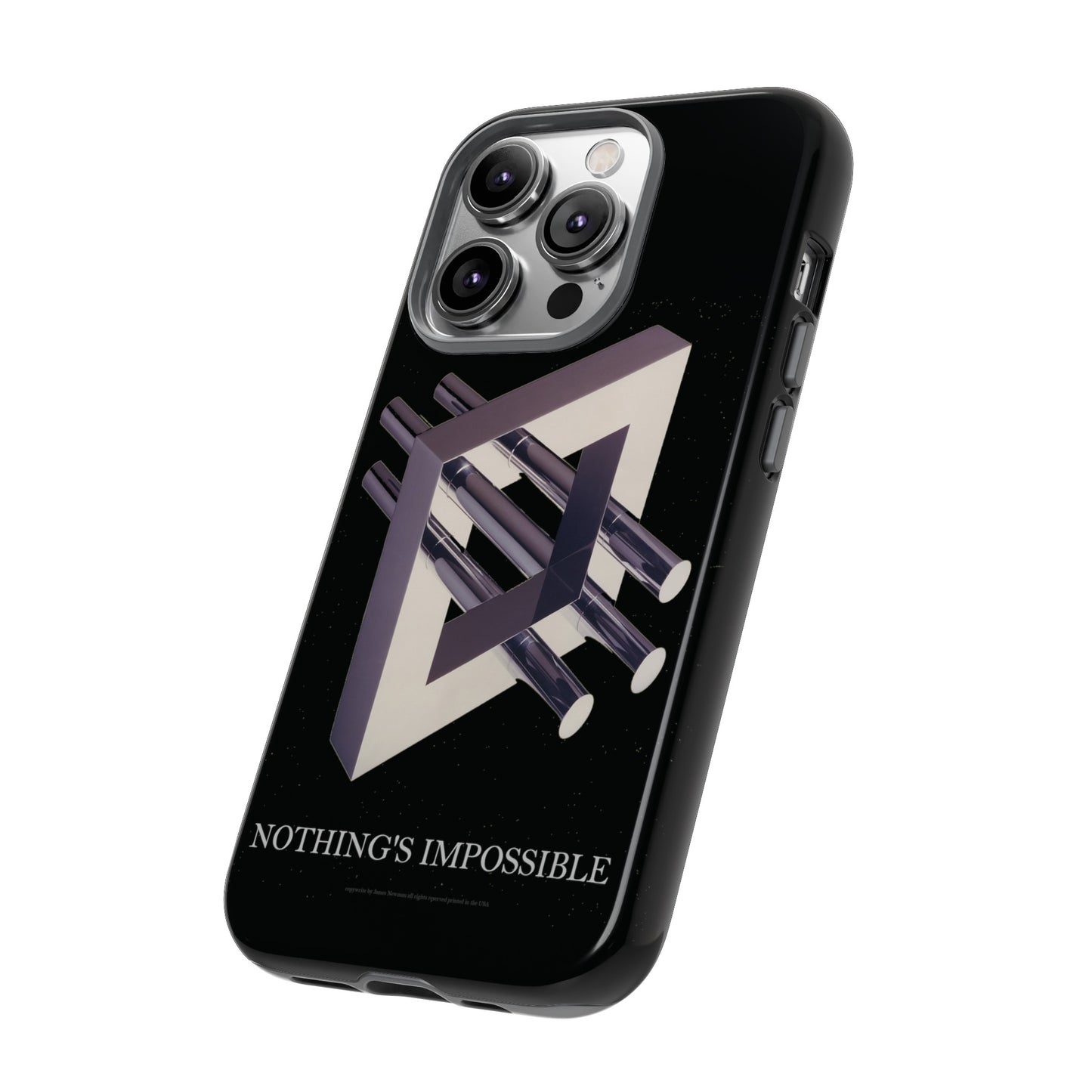 Phone Case with art inspired by MC Escher- "Nothings Impossible" Gift for computer, tech and lovers of optical illusions, surreal and abstract art