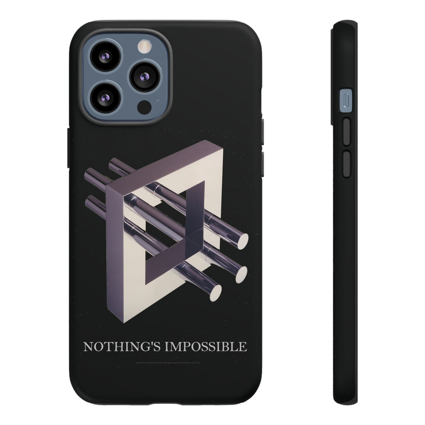 Phone Case with art inspired by MC Escher- "Nothings Impossible" Gift for computer, tech and lovers of optical illusions, surreal and abstract art