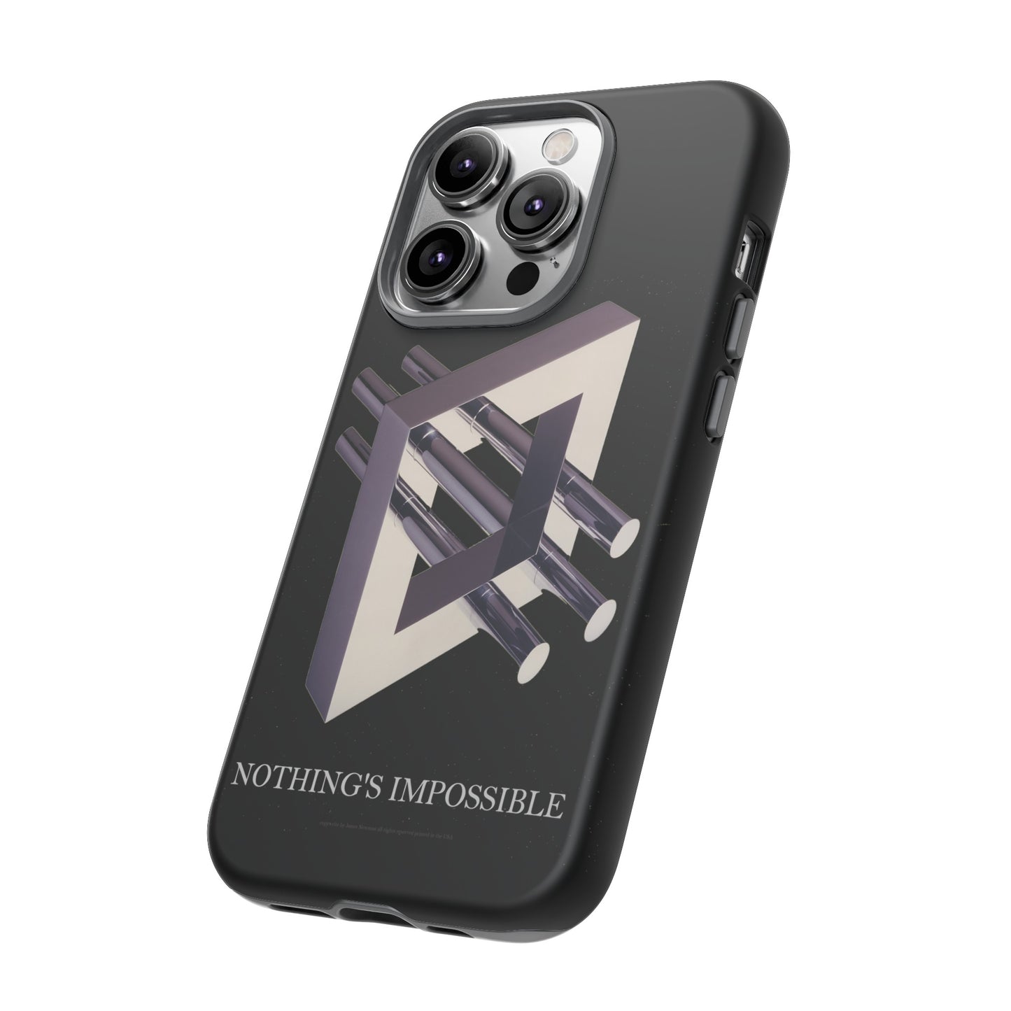 Phone Case with art inspired by MC Escher- "Nothings Impossible" Gift for computer, tech and lovers of optical illusions, surreal and abstract art