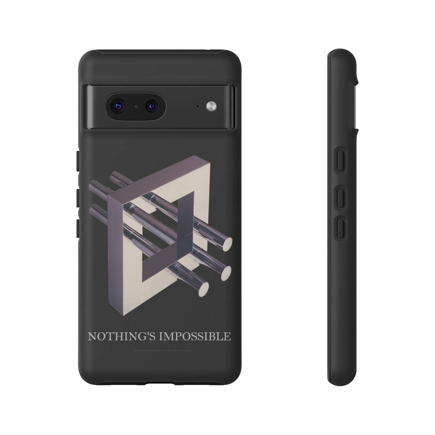 Phone Case with art inspired by MC Escher- "Nothings Impossible" Gift for computer, tech and lovers of optical illusions, surreal and abstract art