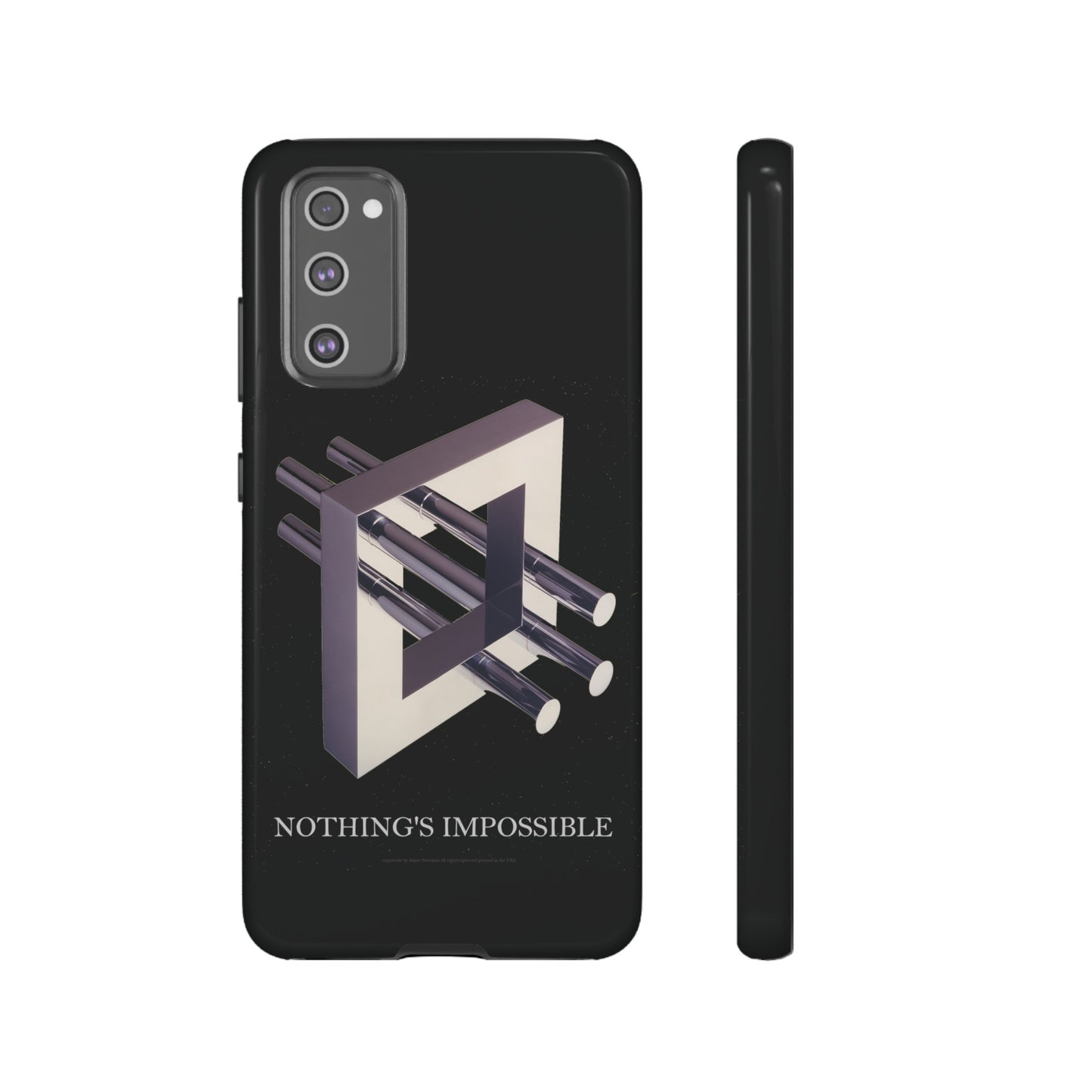 Phone Case with art inspired by MC Escher- "Nothings Impossible" Gift for computer, tech and lovers of optical illusions, surreal and abstract art