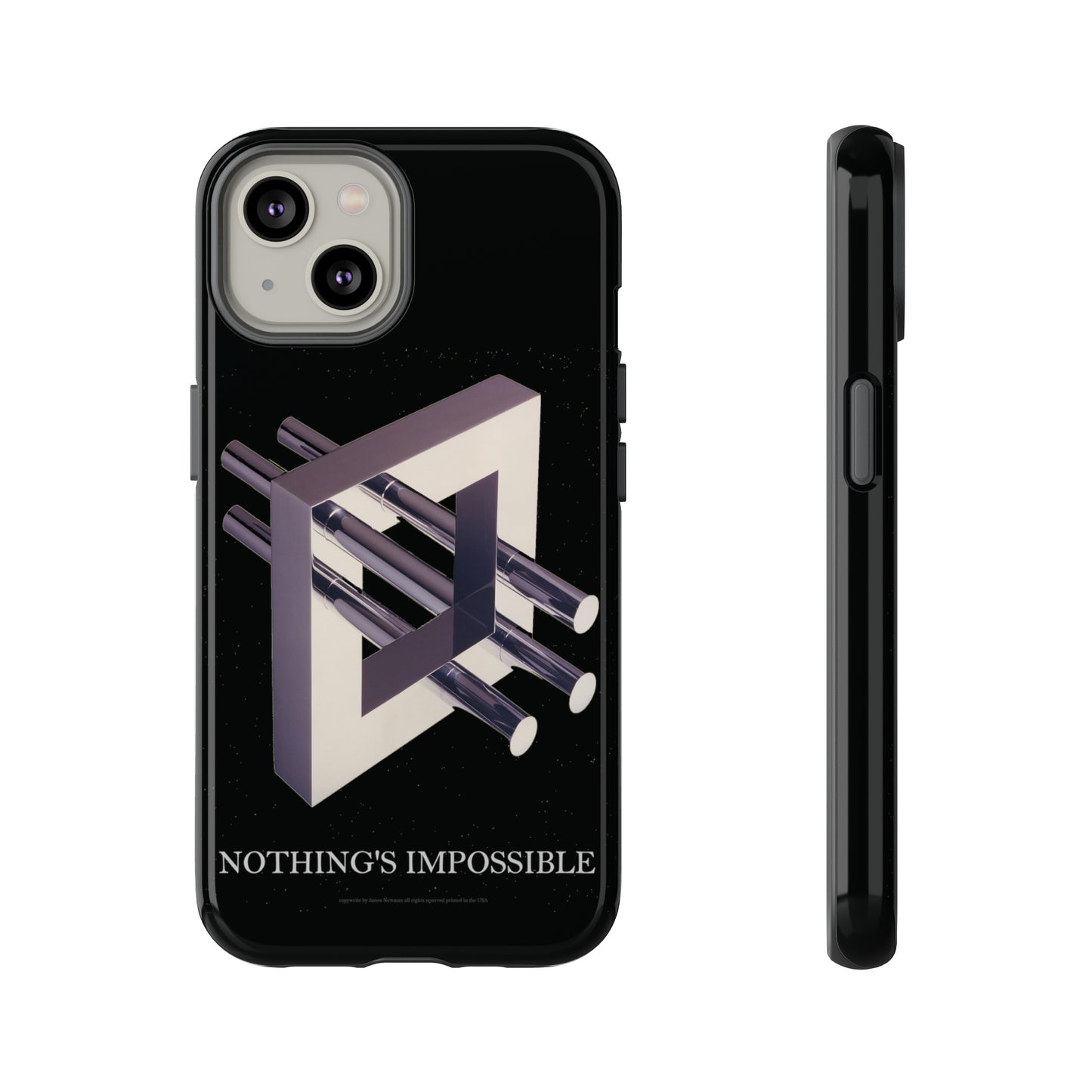 Phone Case with art inspired by MC Escher- "Nothings Impossible" Gift for computer, tech and lovers of optical illusions, surreal and abstract art