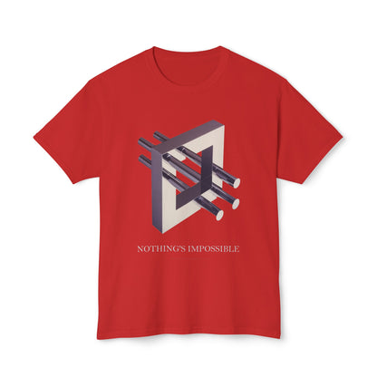 T-Shirt with art inspired by M.C. Escher "Nothings Impossible" - for lovers of  art, technology, optical illusions and mind bending 3D images