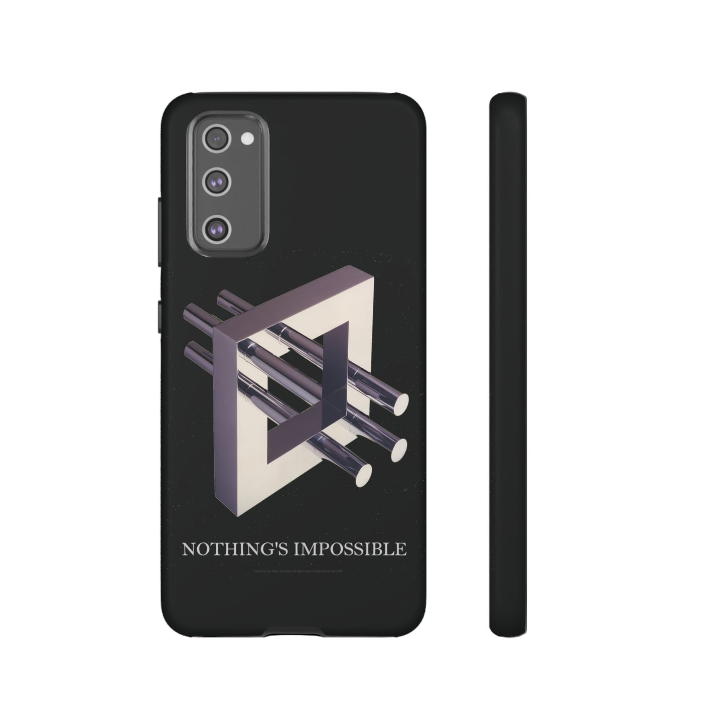 Phone Case with art inspired by MC Escher- "Nothings Impossible" Gift for computer, tech and lovers of optical illusions, surreal and abstract art