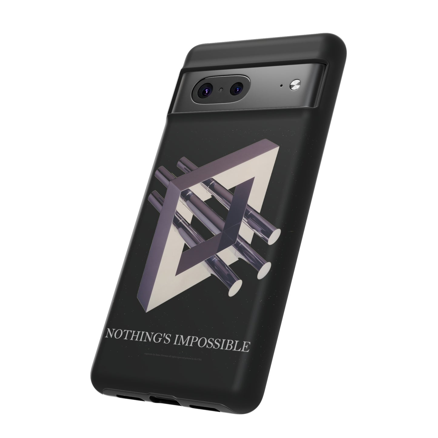 Phone Case with art inspired by MC Escher- "Nothings Impossible" Gift for computer, tech and lovers of optical illusions, surreal and abstract art