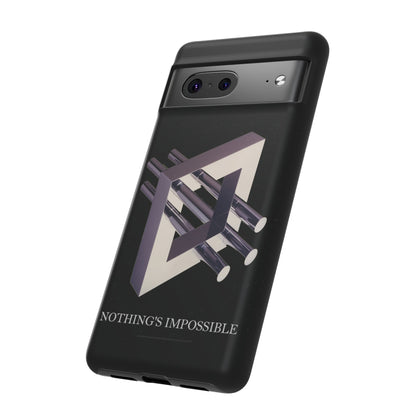 Phone Case with art inspired by MC Escher- "Nothings Impossible" Gift for computer, tech and lovers of optical illusions, surreal and abstract art