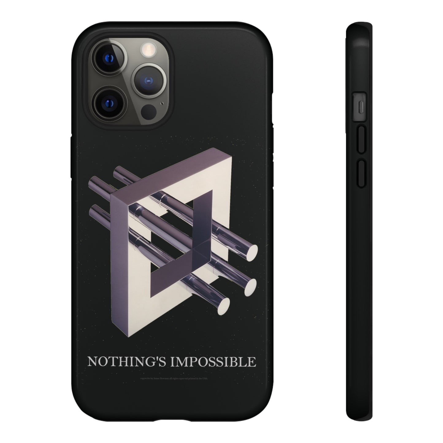 Phone Case with art inspired by MC Escher- "Nothings Impossible" Gift for computer, tech and lovers of optical illusions, surreal and abstract art