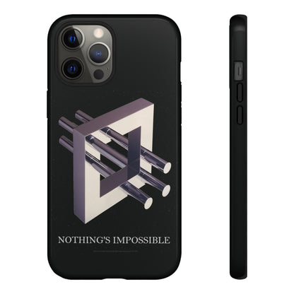 Phone Case with art inspired by MC Escher- "Nothings Impossible" Gift for computer, tech and lovers of optical illusions, surreal and abstract art