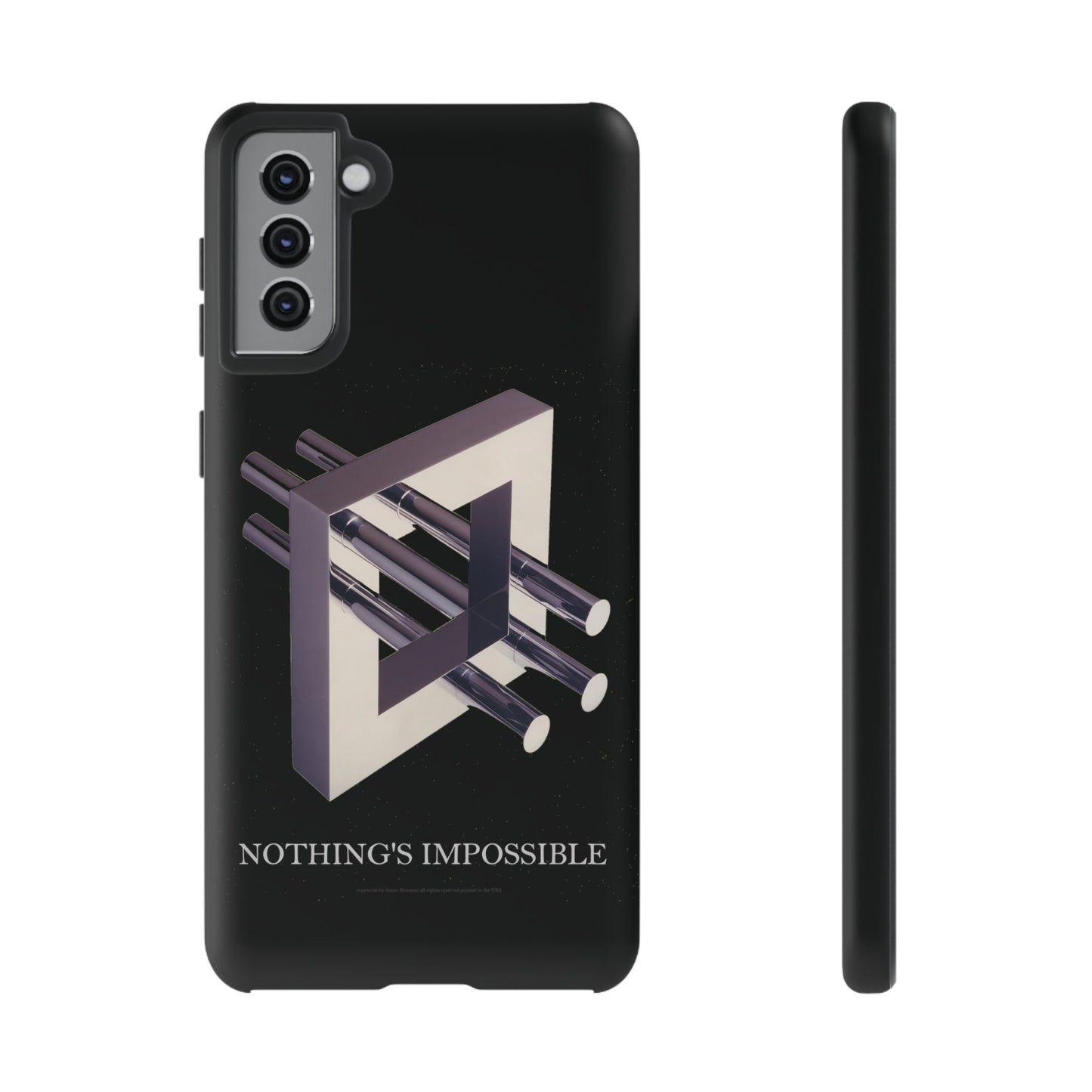 Phone Case with art inspired by MC Escher- "Nothings Impossible" Gift for computer, tech and lovers of optical illusions, surreal and abstract art