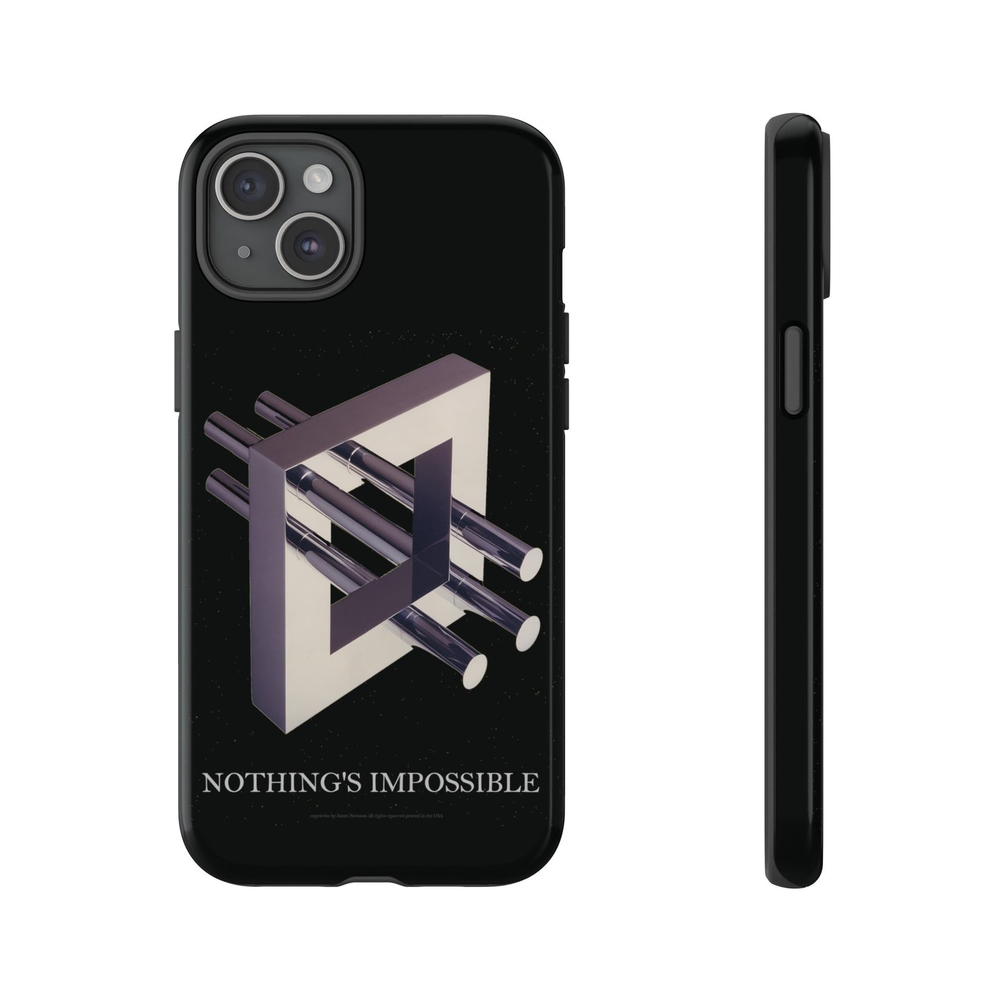 Phone Case with art inspired by MC Escher- "Nothings Impossible" Gift for computer, tech and lovers of optical illusions, surreal and abstract art
