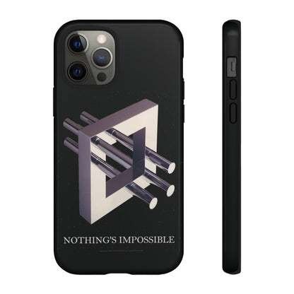 Phone Case with art inspired by MC Escher- "Nothings Impossible" Gift for computer, tech and lovers of optical illusions, surreal and abstract art