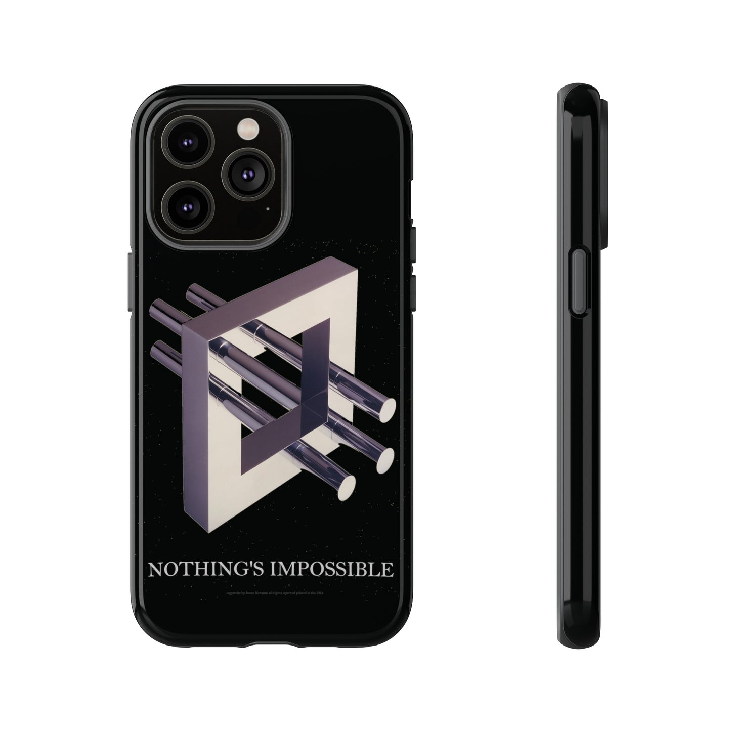 Phone Case with art inspired by MC Escher- "Nothings Impossible" Gift for computer, tech and lovers of optical illusions, surreal and abstract art