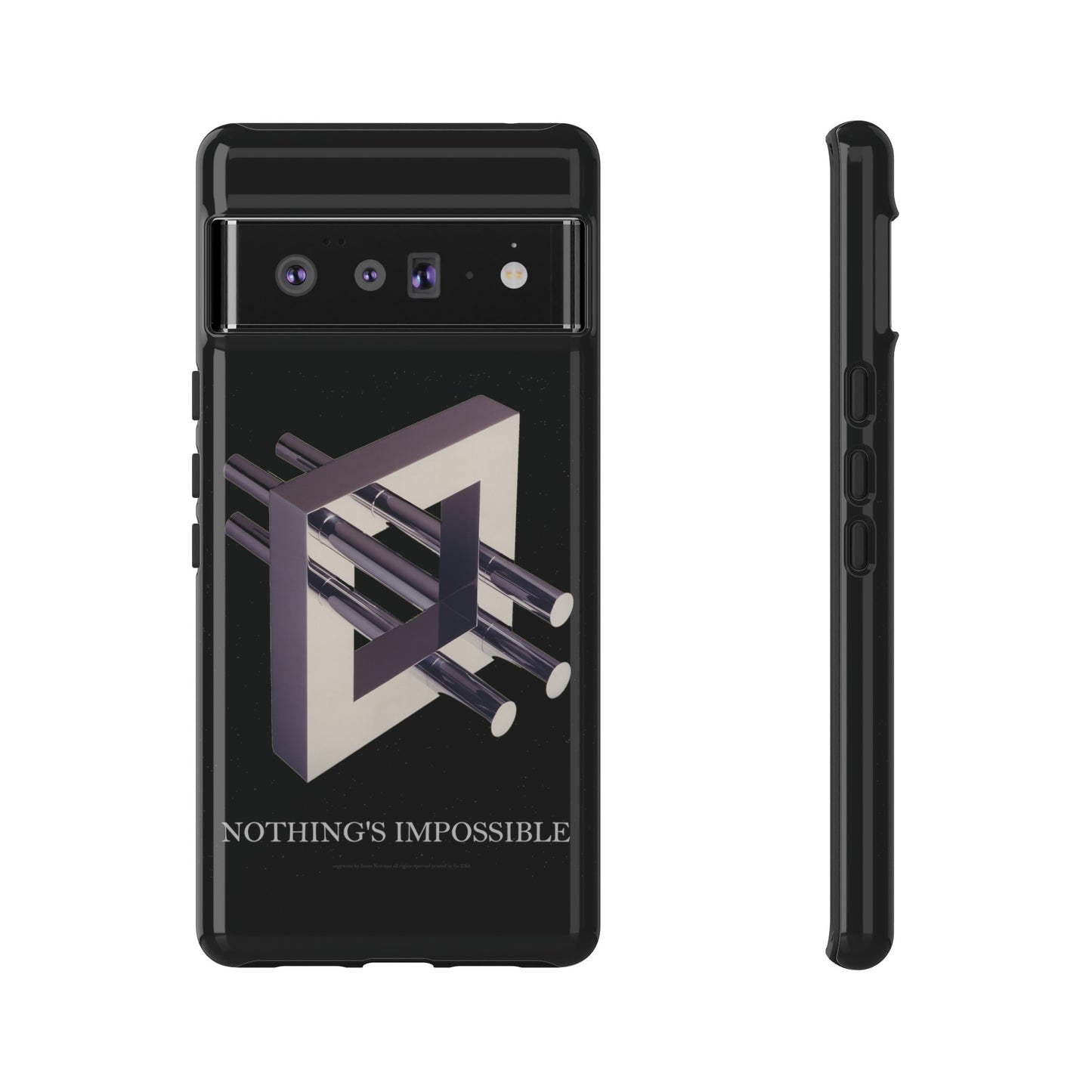 Phone Case with art inspired by MC Escher- "Nothings Impossible" Gift for computer, tech and lovers of optical illusions, surreal and abstract art