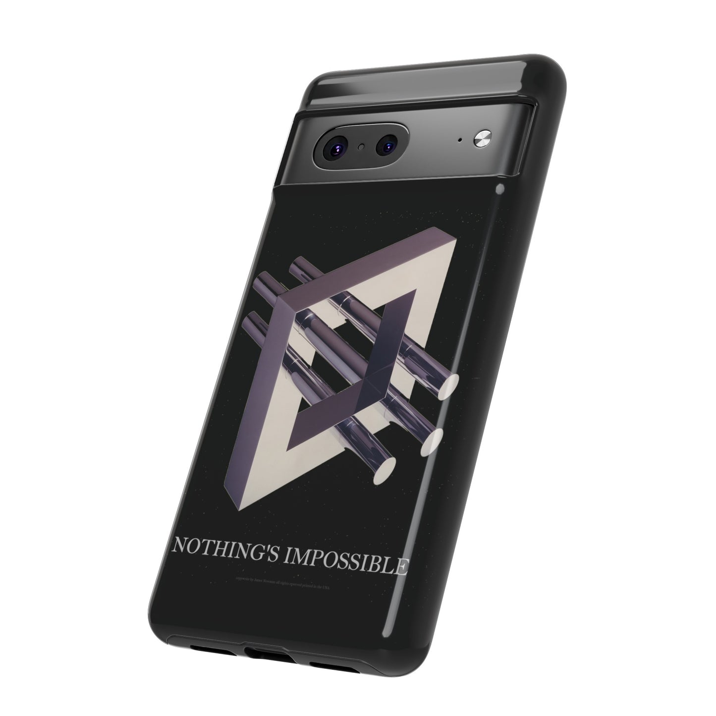 Phone Case with art inspired by MC Escher- "Nothings Impossible" Gift for computer, tech and lovers of optical illusions, surreal and abstract art