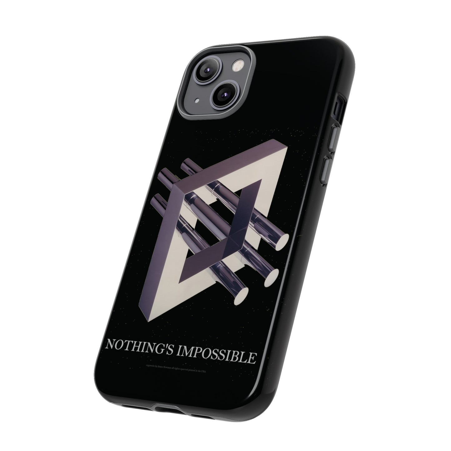 Phone Case with art inspired by MC Escher- "Nothings Impossible" Gift for computer, tech and lovers of optical illusions, surreal and abstract art