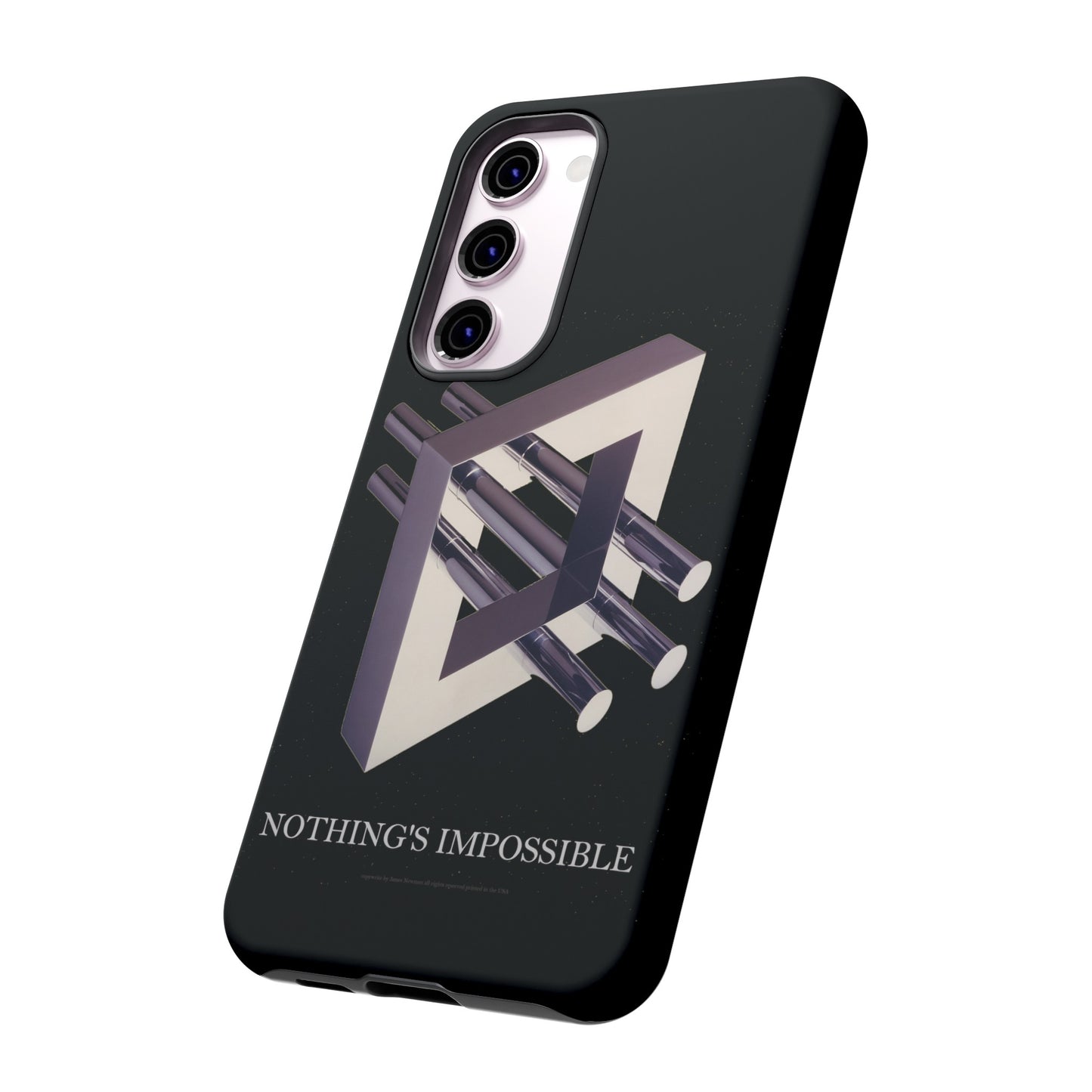 Phone Case with art inspired by MC Escher- "Nothings Impossible" Gift for computer, tech and lovers of optical illusions, surreal and abstract art