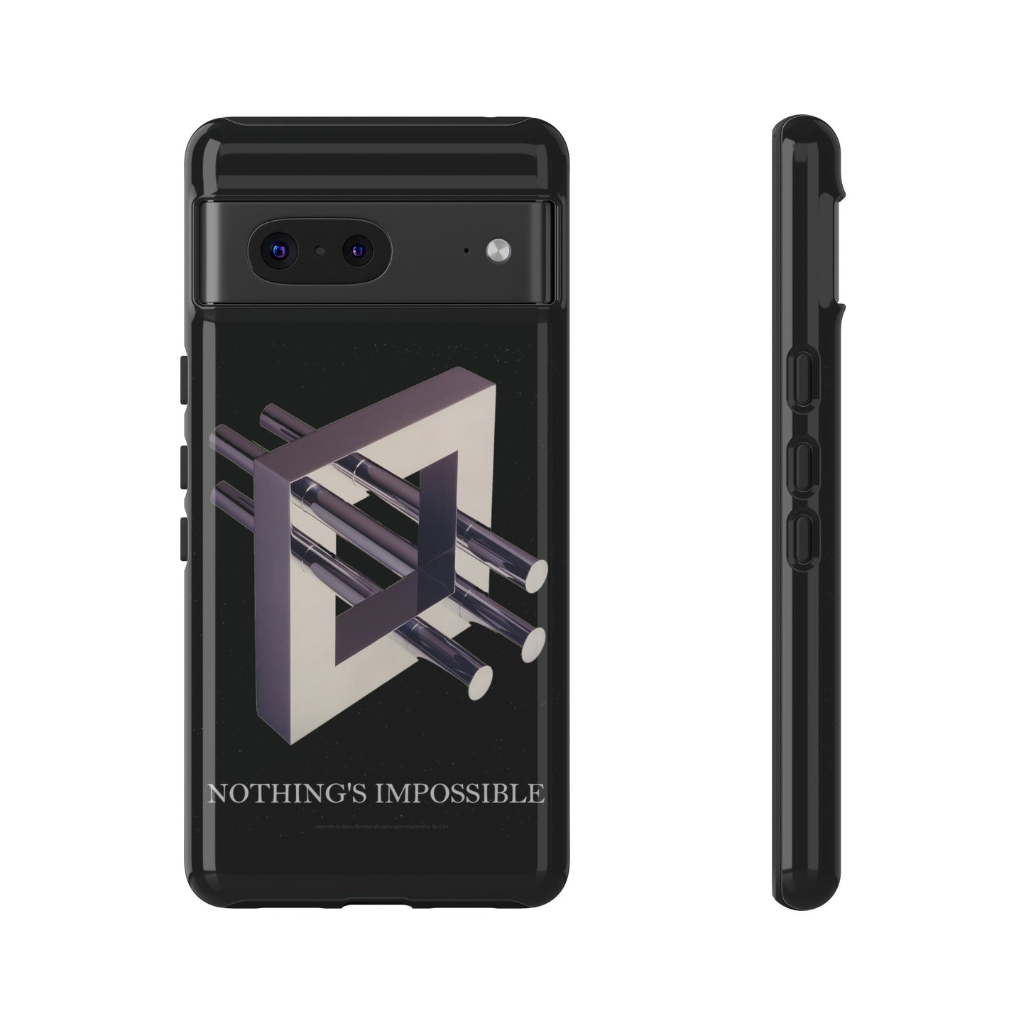 Phone Case with art inspired by MC Escher- "Nothings Impossible" Gift for computer, tech and lovers of optical illusions, surreal and abstract art
