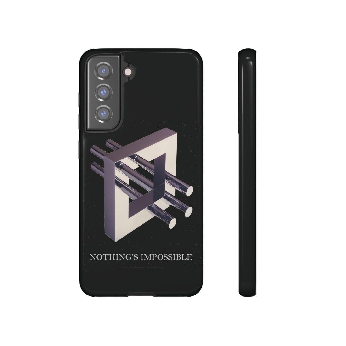 Phone Case with art inspired by MC Escher- "Nothings Impossible" Gift for computer, tech and lovers of optical illusions, surreal and abstract art