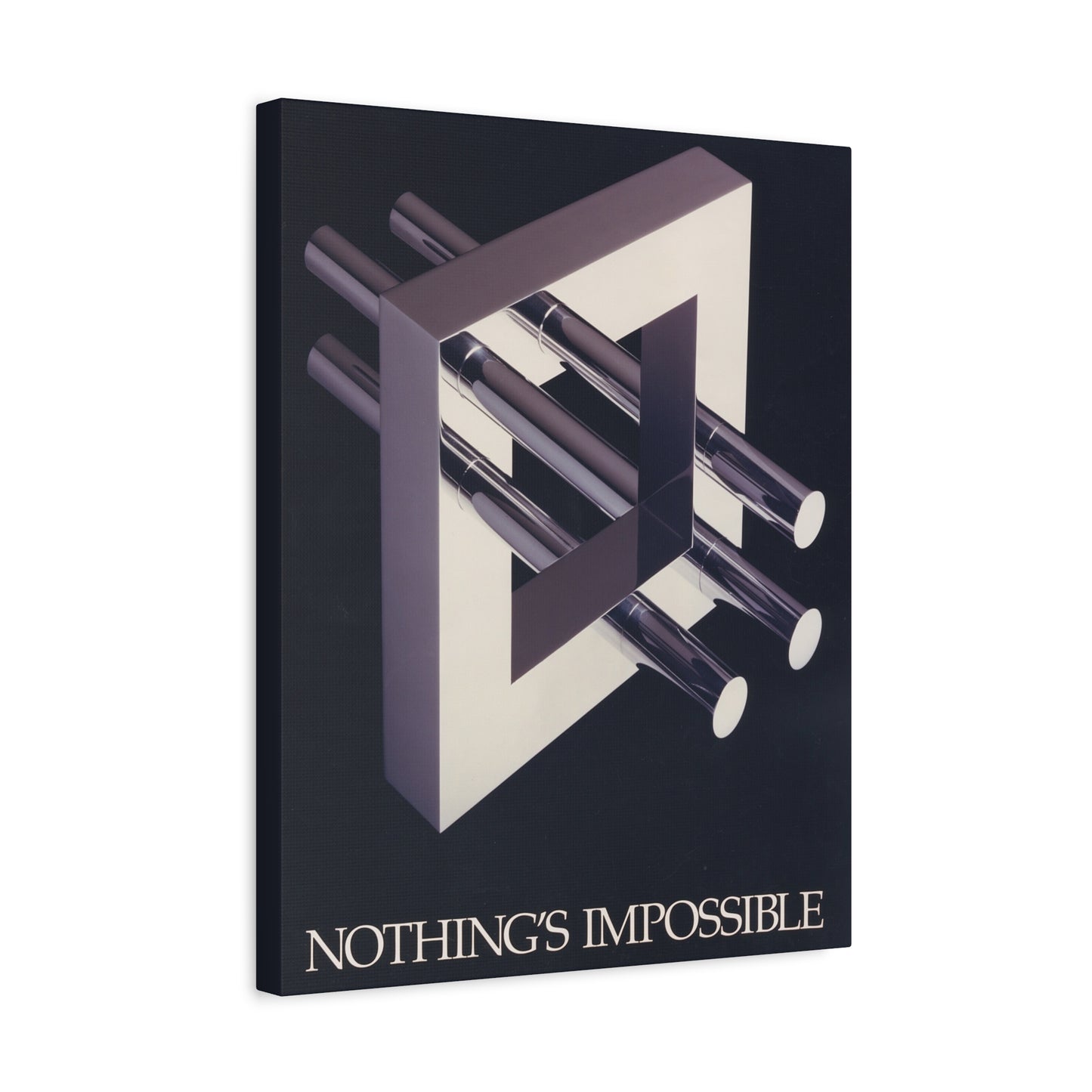 Canvas Wrap with Optical Illusion Art "Nothings Impossible" Gift for reverse perspective, abtract, surrealistic and MC Escher inspired art