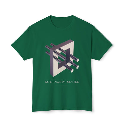 T-Shirt with art inspired by M.C. Escher "Nothings Impossible" - for lovers of  art, technology, optical illusions and mind bending 3D images