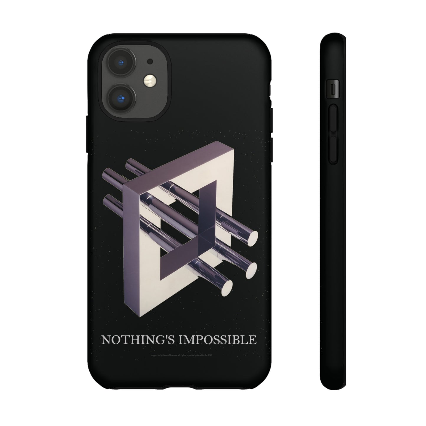 Phone Case with art inspired by MC Escher- "Nothings Impossible" Gift for computer, tech and lovers of optical illusions, surreal and abstract art