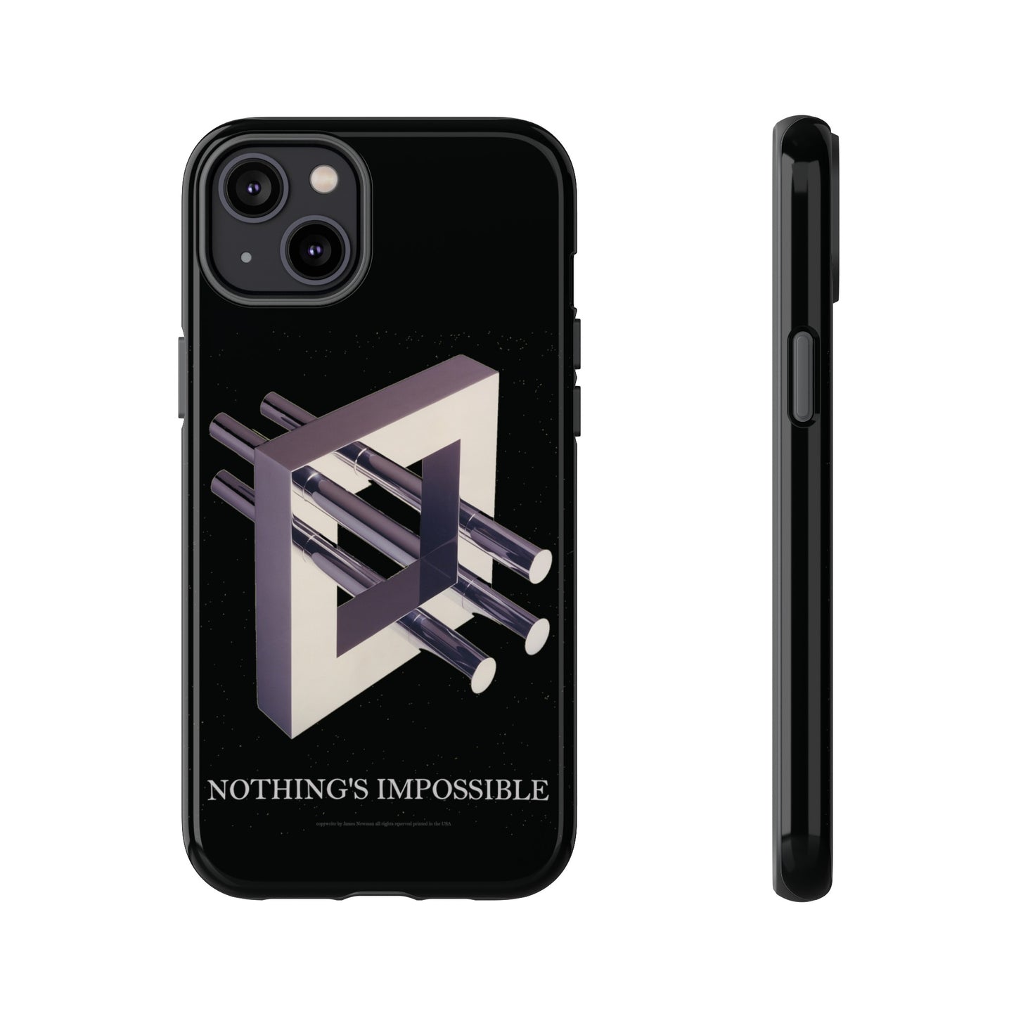 Phone Case with art inspired by MC Escher- "Nothings Impossible" Gift for computer, tech and lovers of optical illusions, surreal and abstract art