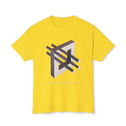 T-Shirt with art inspired by M.C. Escher "Nothings Impossible" - for lovers of  art, technology, optical illusions and mind bending 3D images