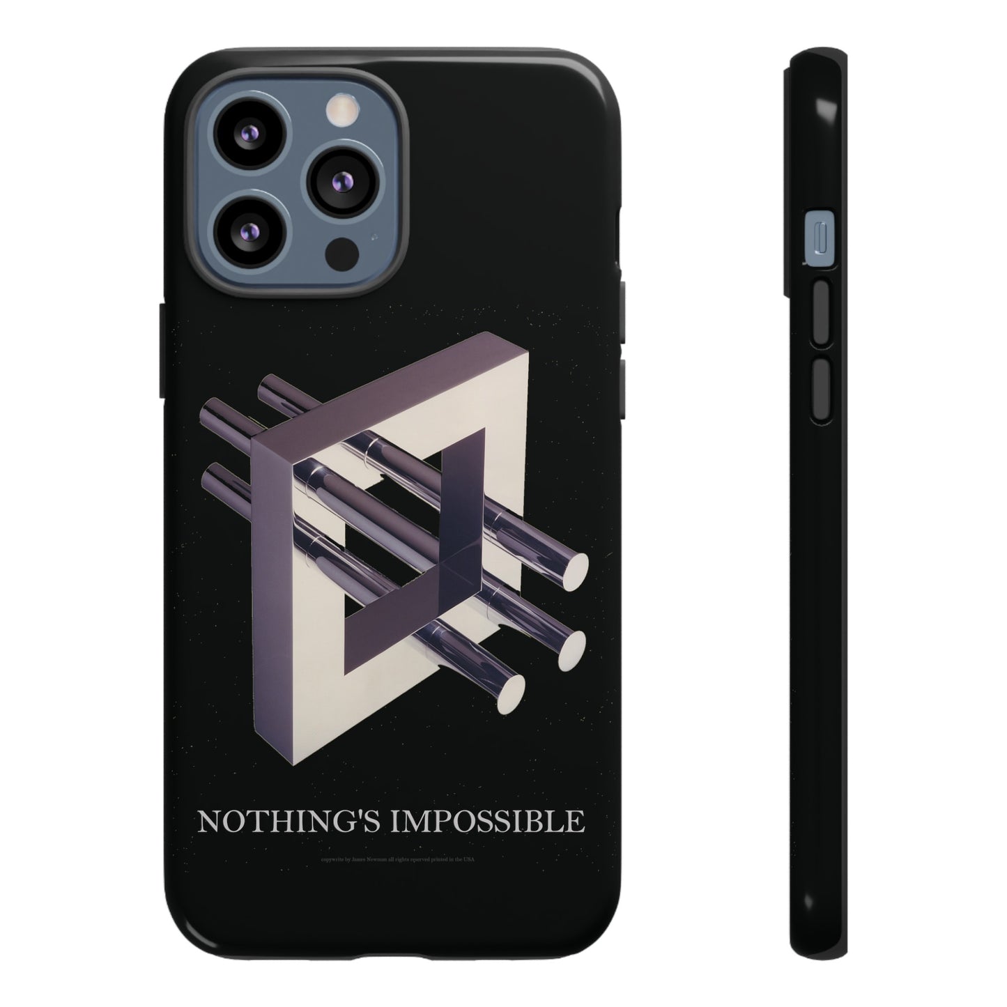 Phone Case with art inspired by MC Escher- "Nothings Impossible" Gift for computer, tech and lovers of optical illusions, surreal and abstract art