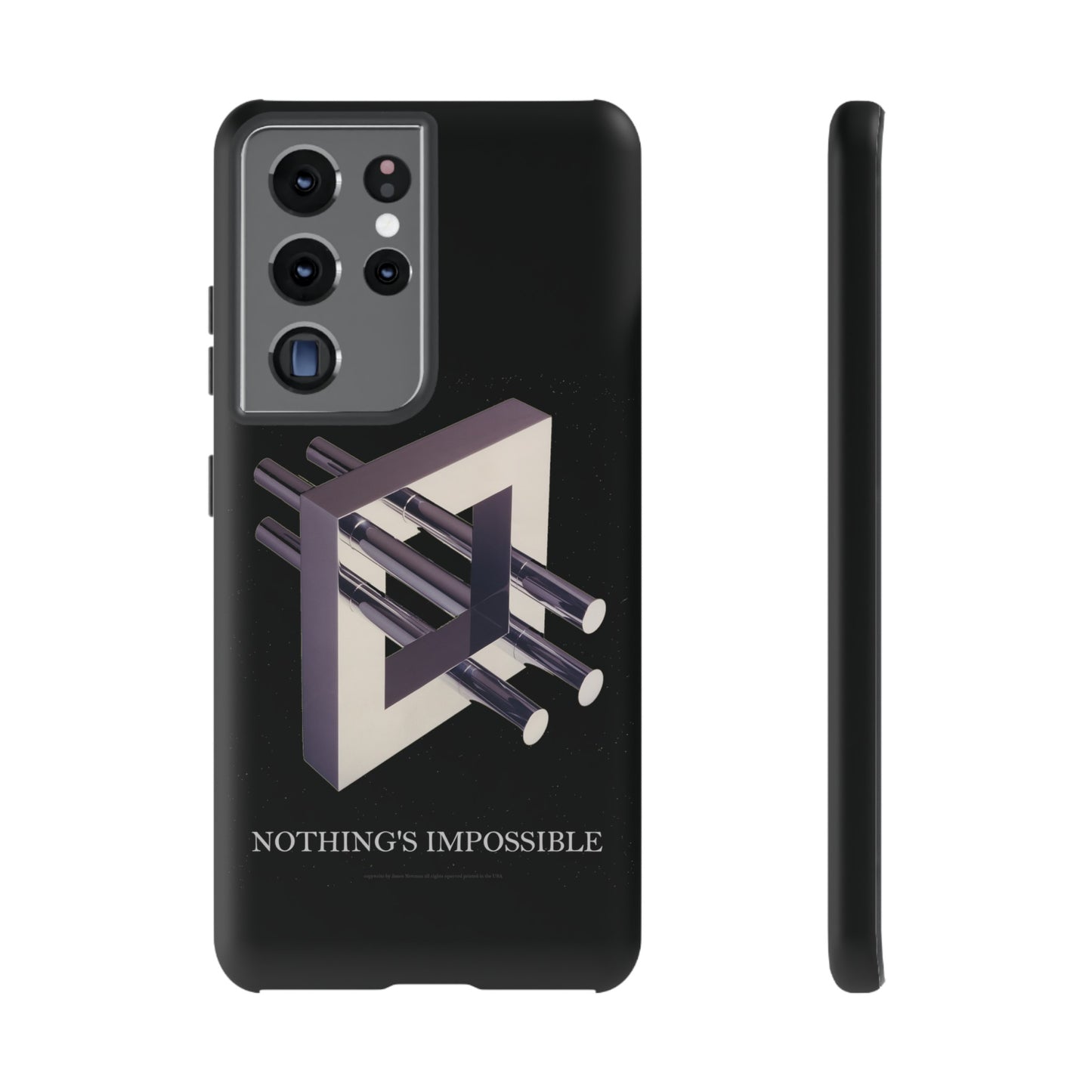 Phone Case with art inspired by MC Escher- "Nothings Impossible" Gift for computer, tech and lovers of optical illusions, surreal and abstract art