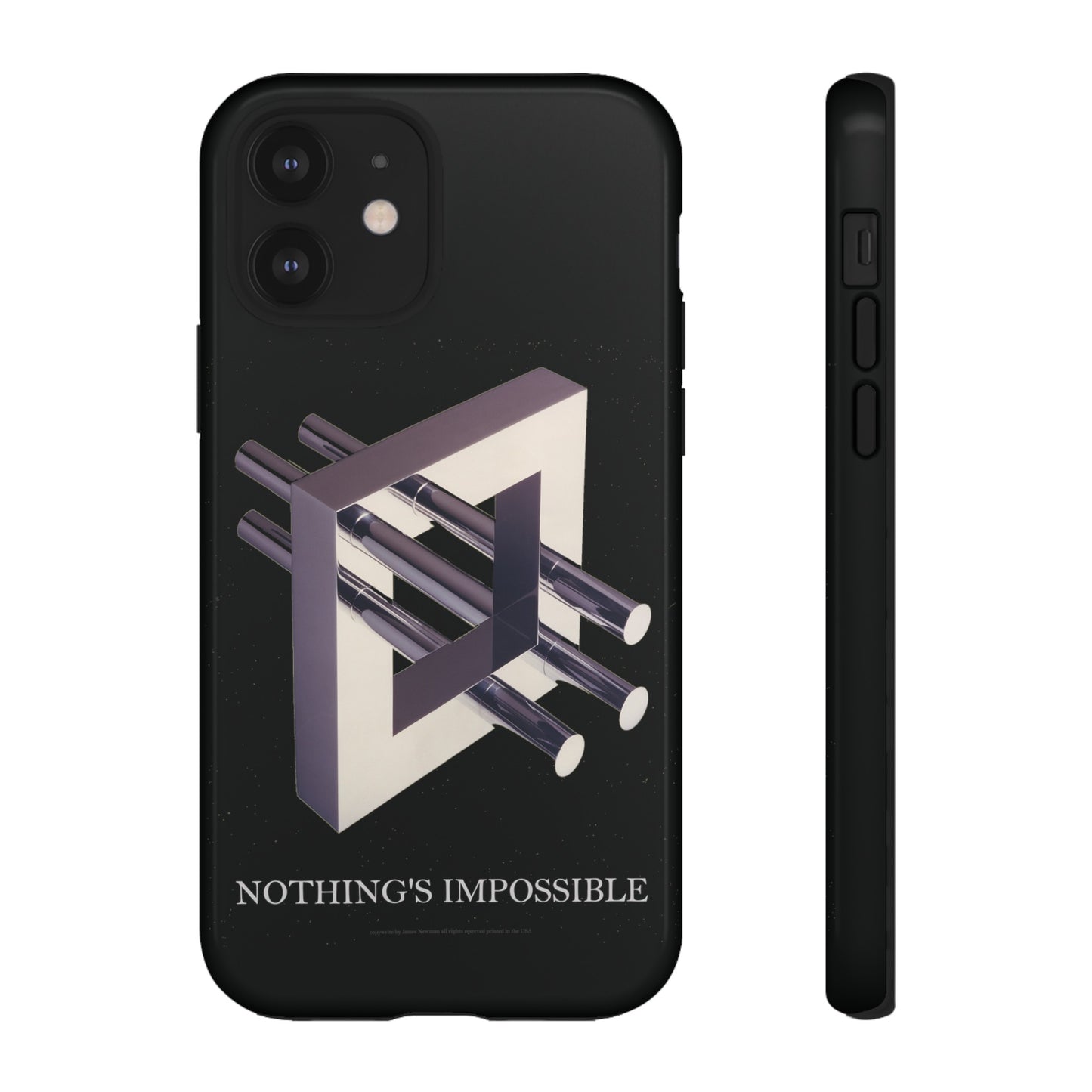 Phone Case with art inspired by MC Escher- "Nothings Impossible" Gift for computer, tech and lovers of optical illusions, surreal and abstract art