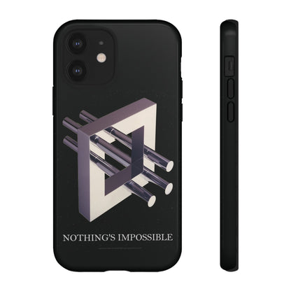 Phone Case with art inspired by MC Escher- "Nothings Impossible" Gift for computer, tech and lovers of optical illusions, surreal and abstract art