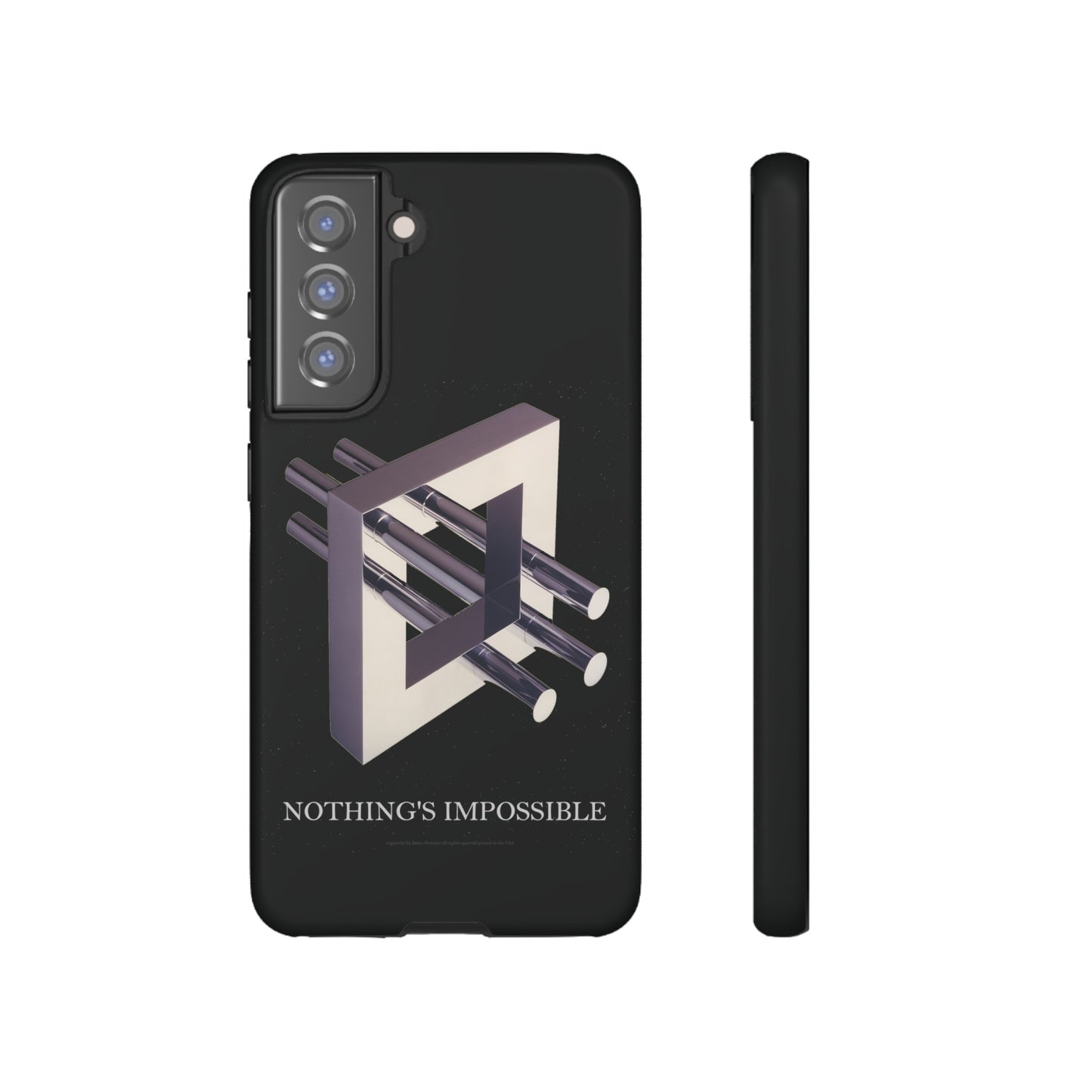 Phone Case with art inspired by MC Escher- "Nothings Impossible" Gift for computer, tech and lovers of optical illusions, surreal and abstract art