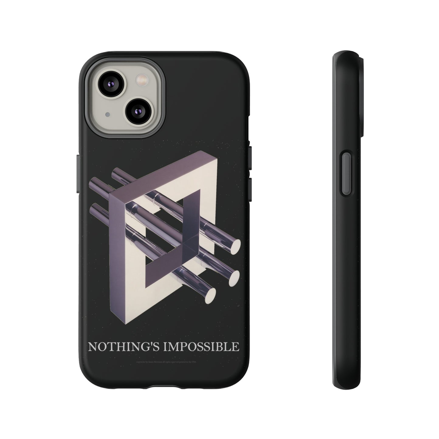 Phone Case with art inspired by MC Escher- "Nothings Impossible" Gift for computer, tech and lovers of optical illusions, surreal and abstract art