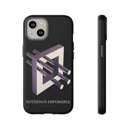 Phone Case with art inspired by MC Escher- "Nothings Impossible" Gift for computer, tech and lovers of optical illusions, surreal and abstract art