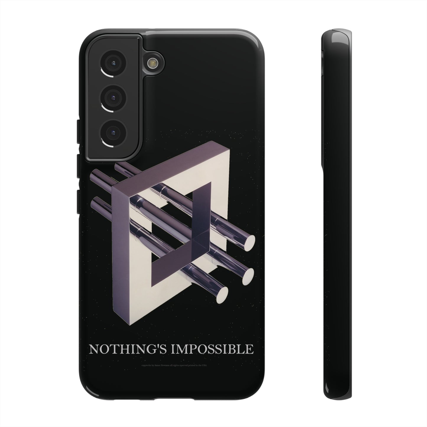 Phone Case with art inspired by MC Escher- "Nothings Impossible" Gift for computer, tech and lovers of optical illusions, surreal and abstract art