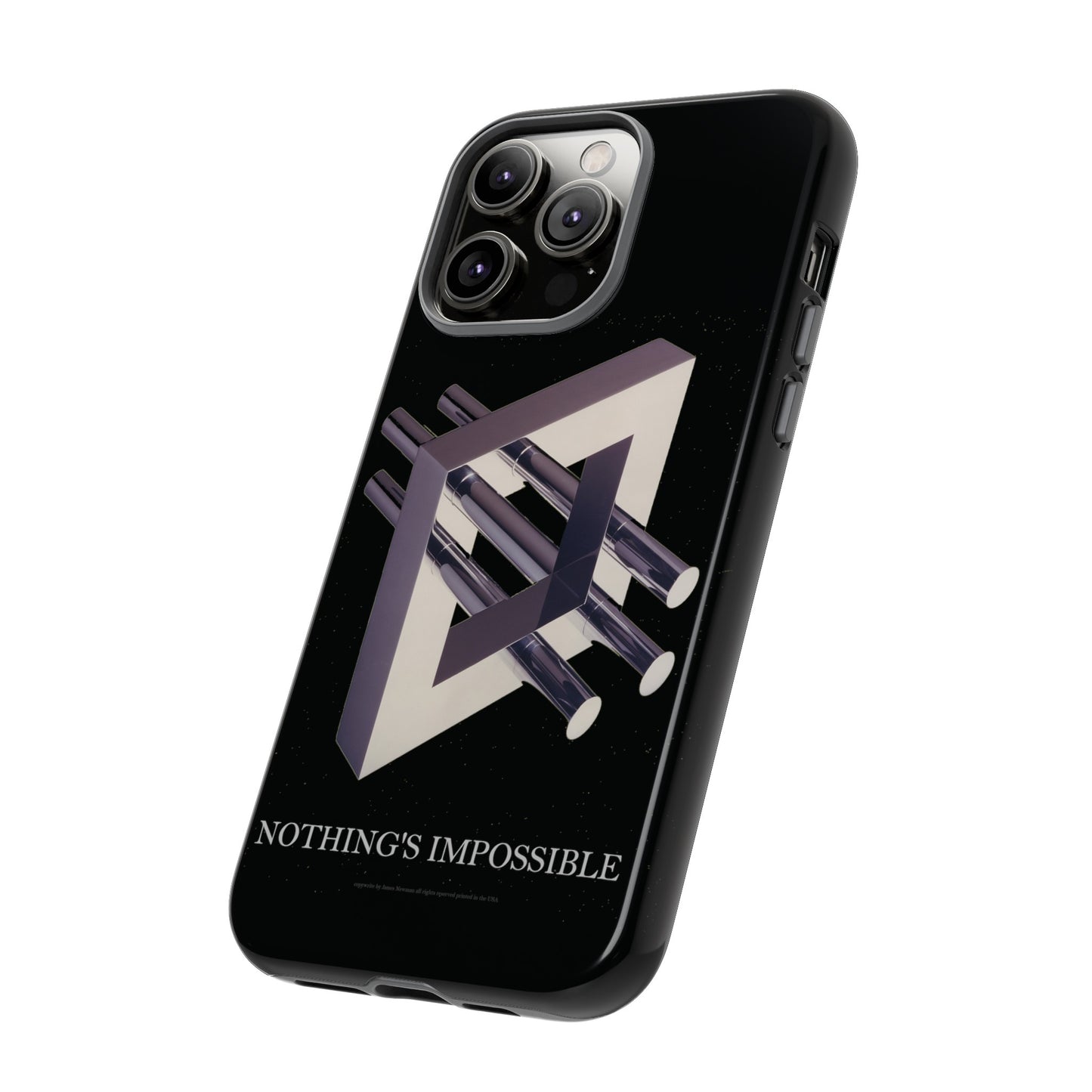 Phone Case with art inspired by MC Escher- "Nothings Impossible" Gift for computer, tech and lovers of optical illusions, surreal and abstract art